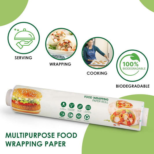 Well Pack Food Wrapping Paper Roll | Baking Paper | Roti Wrap | Packing All Food Items | Non Stick Paper | Parchment roll for Oil Absorption & Microwave Safe Butter Paper (upto 100 Meter, 500 gram)