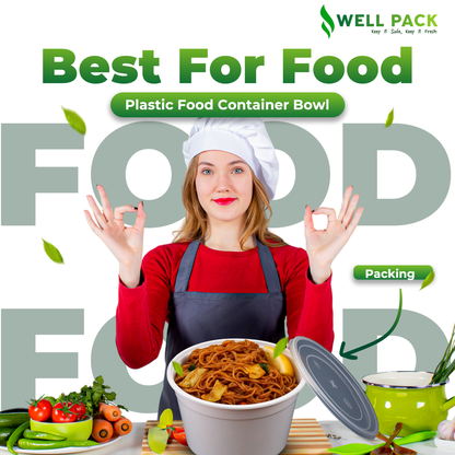 Well Pack Reusable Plastic White Container (500ml) - Food Storage Microwave safe, Freezer safe Containers with transperant Lid for Kitchen, Restaurants, Delivery, Packaging Box